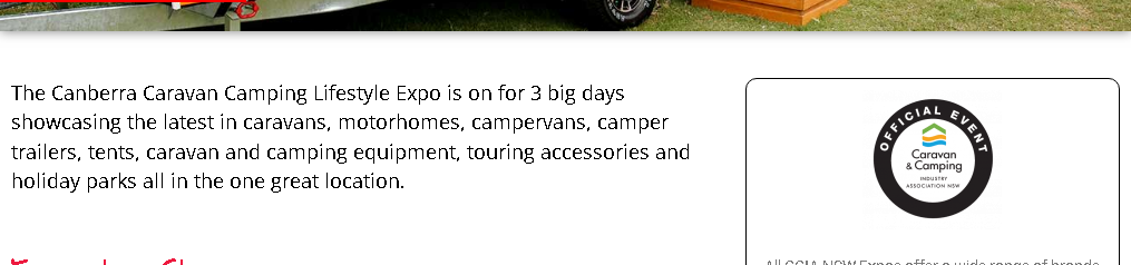 Exposición de estilo de vida al aire libre para acampar en caravanas de Canberra