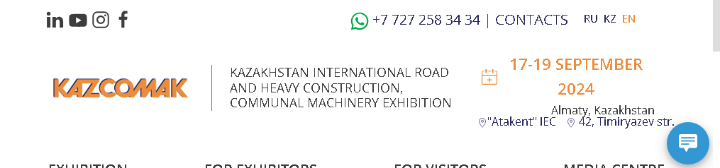 Kazašská medzinárodná cestná a ťažká stavba, výstava komunálnych strojov
