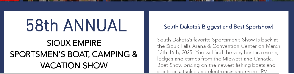 عرض قارب Sioux Empire Sportsmens للتخييم والعطلات