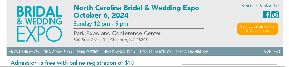 Exposició de núvies i casaments de Carolina del Nord
