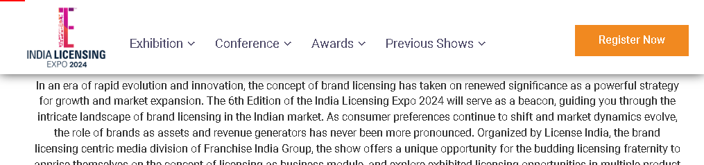 Ausstellung für Lizenzen in Indien