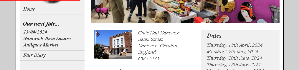 Hội chợ Đồ cổ và Nhà sưu tập Nantwich Civic Hall