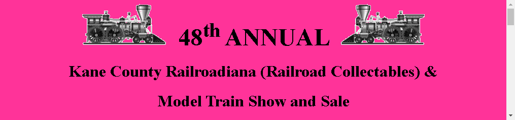 Mostra e vendita di oggetti da collezione ferroviari della ferrovia della contea di Kane Railroadiana e modellini di treni