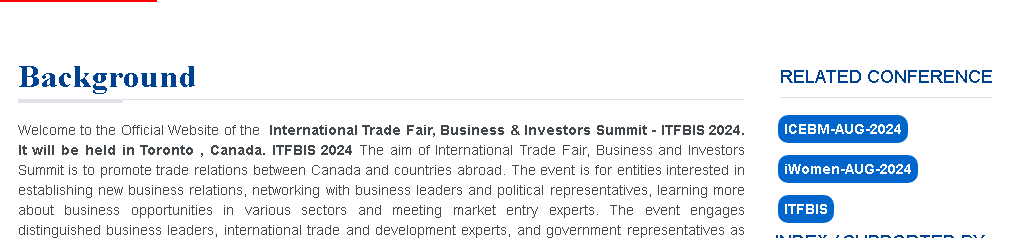 国际贸易展览会、商业和投资者峰会