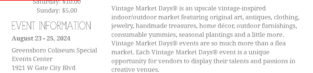 Vintage Market Days Greensboro 2024