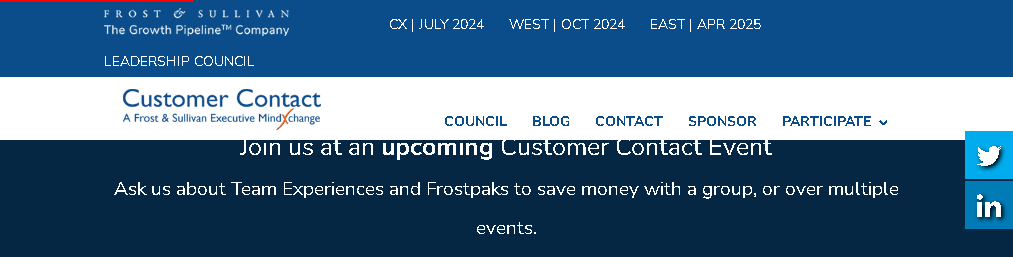 Customer Contact East A Frost & Sullivan Executive Mind Xchange