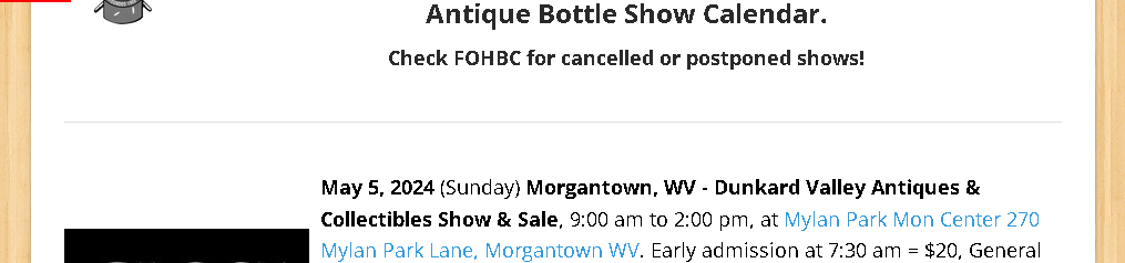 Pittsburgh Antique Bottle Club Show Elizabeth 2024