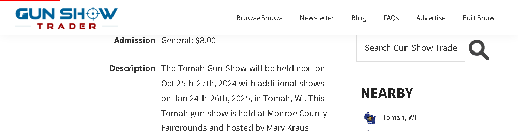 Marv Kraus Promotions Gun Show Tomah 2024
