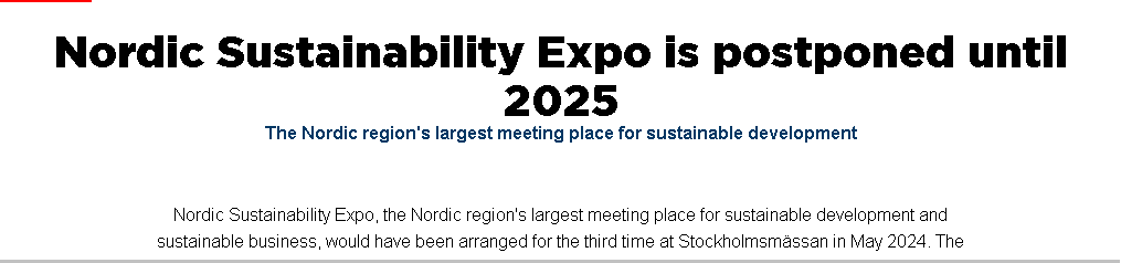 Nordic Sustainability Expo Stockholm 2024