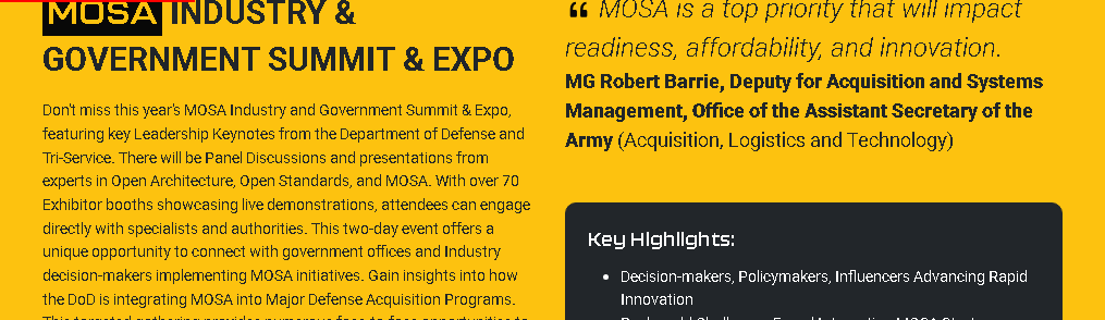 MOSA Industry and Government Summit & Expo
