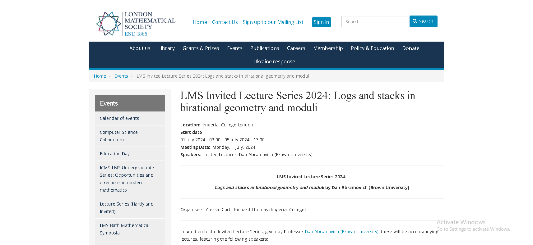 LMS Invited Lectures